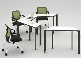 移動新象牙白+炭黑折疊桌