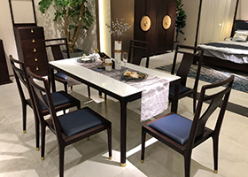 實木進(jìn)口大理石餐桌